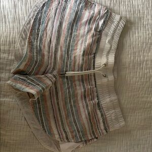 Athleta White Shorts with Multicolor Stripes